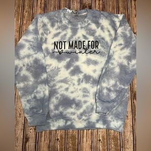 New Gildan Blue & White Tie Dye Not Made For Winter Pullover Sweatshirt M💙❄️🤍